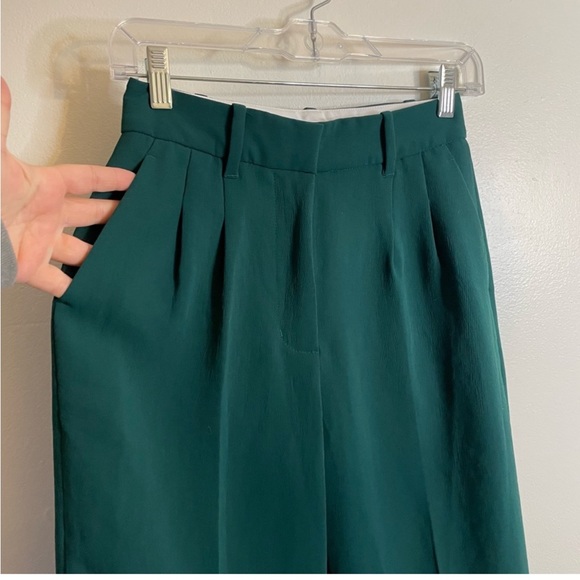 Aritzia Wilfred The Effortless Wide Leg Pant Kelly Green size 0 High Waist - Picture 4 of 6